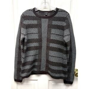 Ann Taylor Sweater Crew Neck Black Gray Wool Alpaca Angora Blend Women’s Size M